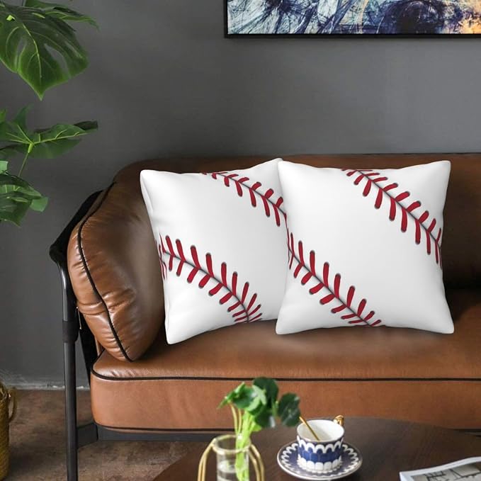 Baseball Throw Pillow Covers Set of 2, Soft 18x18 Inch Pillow Cases, Baseball Gifts for Boys & Baseball Lovers, Sports Decor for Living Room Bedroom Game Room (Basaball) - Image 3