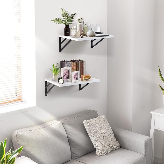 Tectocker-DOU 2 Pc Deep Floating Wall Shelves, Heavy Duty, 16x12, White - Image 5