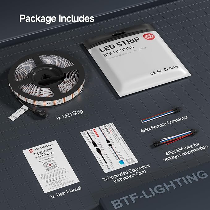 BTF-LIGHTING WS2815 LED Strip Light UL Listed 16.4FT 300 LED DC12V IP65 - Image 9