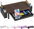 WALI Computer Monitor Stand with Storage and Pen Holder | 3 Height Adjustable Desk Organizer with Drawer, Desk Laptop Monitor Riser for Computer, Printer(PTT003-C), 1 Pack, Brown by WALI