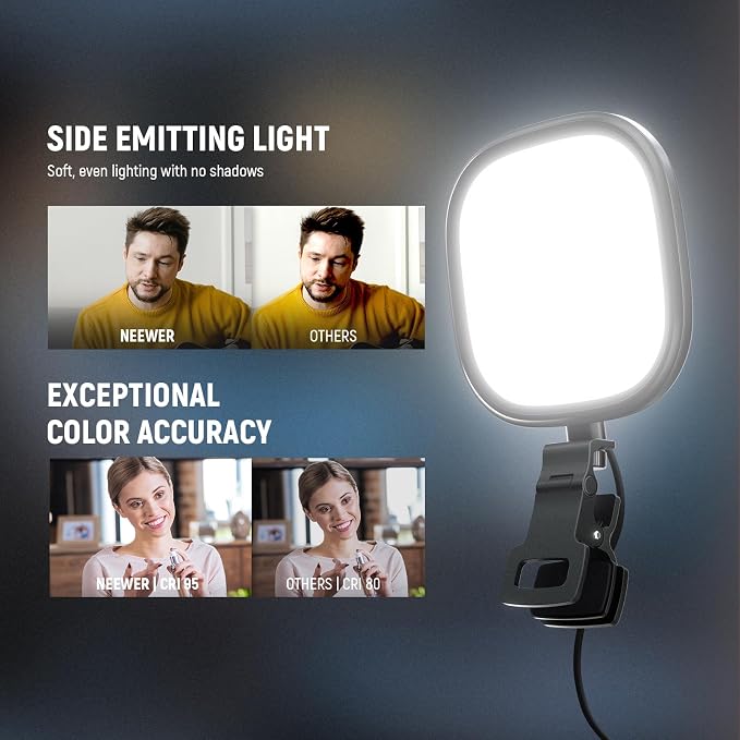 NEEWER Basics 5" 10W LED Streaming Light, Bi Color Edge Lit Clip on Full Screen USB Lamp Lighting CRI95 for Monitor Laptop Computer Webcam Desk Video Conference Zoom Call Recording, NL10 - Image 3