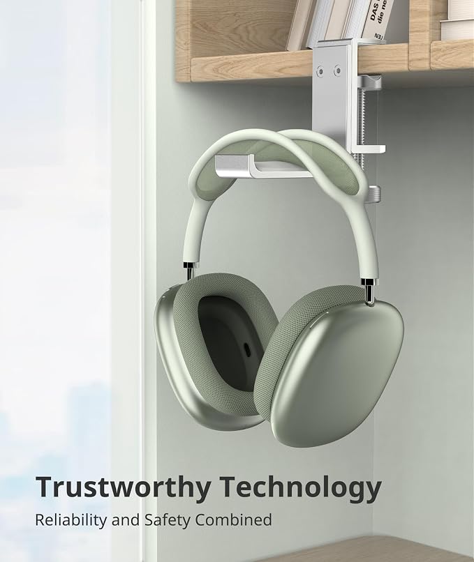 Headphone Stand for Desk – Aluminum Under Desk Headset Stand with Foldable Hook, Headphone Holder Clamp Mount for Gaming Accessories, Space-Saving Headset Hanger - Image 2
