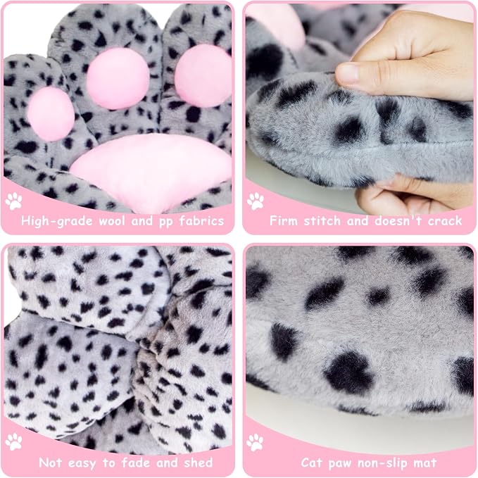 DOBUONO Cat Paw Cushion Kawaii Office Chair Cushion Comfy Plush Gaming Chair Cushion Kawaii Seat Cushion for Girl, Cute Gaming Accessories Room Bedroom Decorate 28"x 24" (Leopard Print) - Image 5