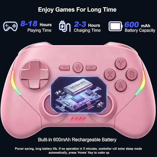 Megadream Phone Controller for PC/Switch 2|Swith/Android/iPad/Tablet/iPhone Controller - RGB light - Hall Effect Trigger/Joystick - Call of Duty, Roblox, Genshin Impact, Direct Play, Pink - Image 6