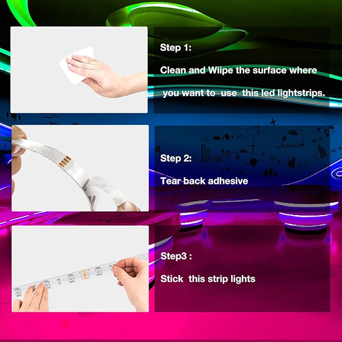 DAYBETTER Led Lights for Bedroom 100 ft, Led Strip Lights with Remote 44 Keys, 24 V Power Supply, Color Changing Led Light for Room Decor - Image 7