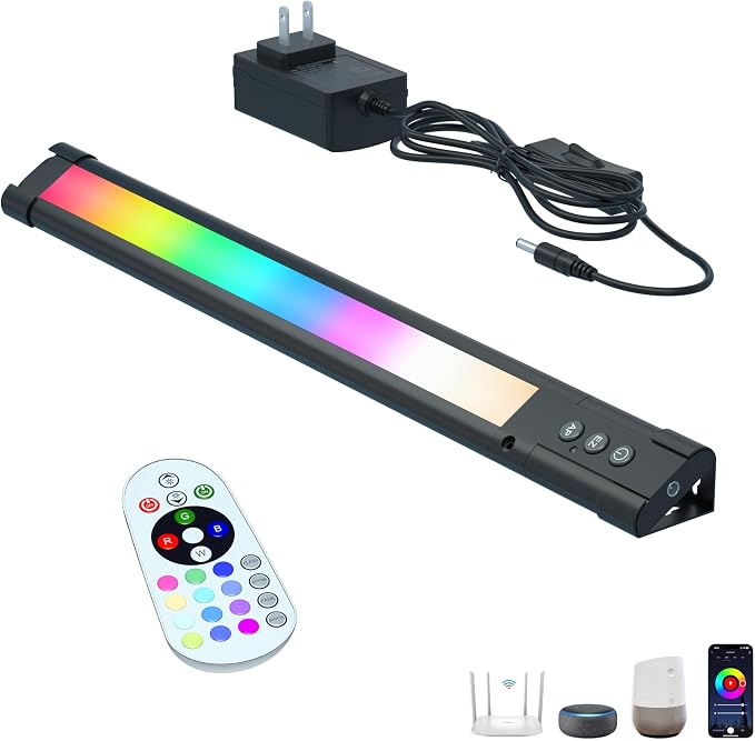 LAMPAOUS LED Light Bar, Dimmable RGB Lights, Light Bar with Alexa & Google Integration for Room, Desk, Monitor Backlight, Indoor Wall Washer - includes Remote Control (1-Bar 12 Inch Kit) by LAMPAOUS