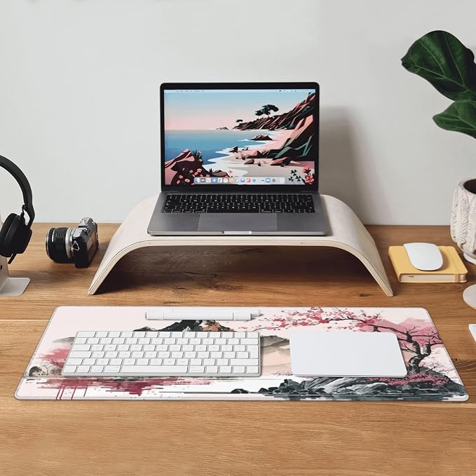 Watercolor Japanese Large Gaming Mouse Pad,Mouse Pad Gaming 31.5 x 11.8 in Mouse Mat Desk Pad,Large Desk Mat,Extended Keyboard Mousepad with Non-Slip Base and Stitched Edge for Desk Home Office - Image 9