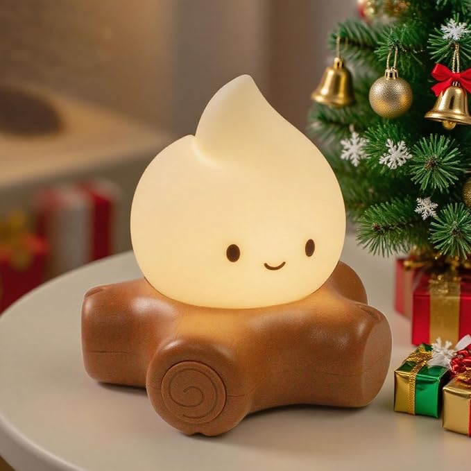 Cute Fake Campfire Lamp, Rechargeable Night Light with Flickering Candle Mode, Portable Mood Lighting for Bedroom Decor, Desk Accessories, Camping & Gifts (Basic Version) by HPYDIY