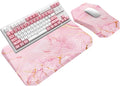 3-in-1 Ergonomic Keyboard Stand with Wrist Rest & Mouse Pad Set,Pink Marble | Comfy Keyboard Riser Holder Soft Mousepad with Massage Design, Memory Foam and Non-Slip PU Base for Pain Relief by abcmat