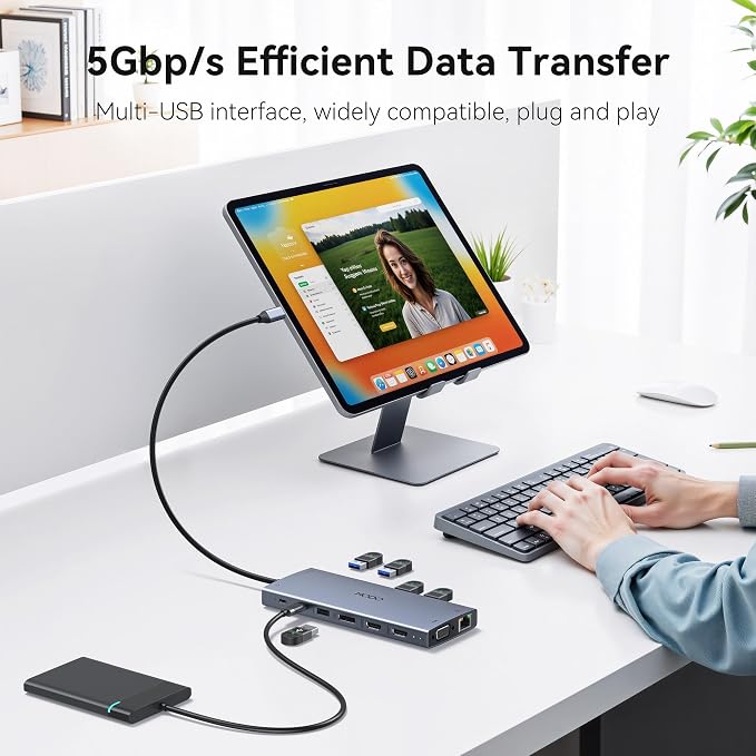 USB C Docking Station Dual Monitor for HP,Laptop Docking Station 3 Monitors - Image 7