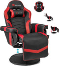 POWERSTONE Gaming Recliner, Adjustable Massage Gaming Chair with Cup Holder Footrest Ergonomic Single Sofa Living Room Home Theater Seating with Side Pouch (Red) by POWERSTONE%C2%AE