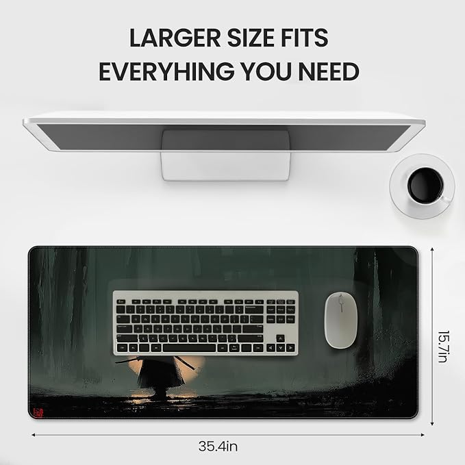 35.4 x 15.7 inch, XXL Extra-Large Gaming Mousepad, Featuring a Japanese Lone Samurai Design, a wear-Resistant, Scratch-Resistant, and Waterproof Surface, and a Non-Slip Rubber Base. - Image 6