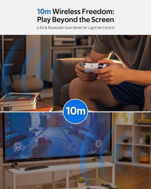 abxylute C5P Wireless Gaming Controller for PC/Switch/iOS/Android/PS3/PS4/Steam/MAC, 2.4 GHz Hall Effect Stick & Trigger Turbo-Remappable Back Buttons Rubberized Grip Console Layout Gamepad Vibration - Image 9