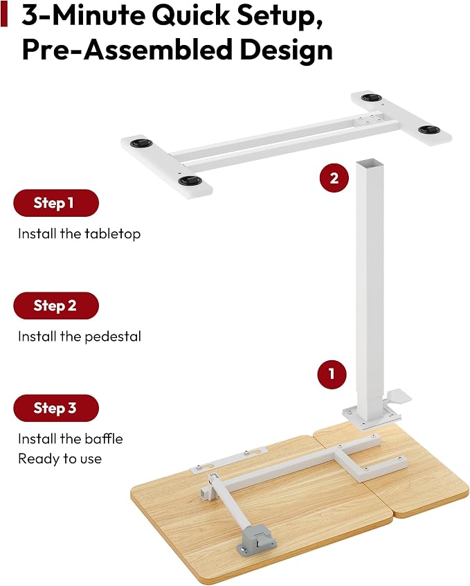 SANODESK 28''Overbed Table Gas Spring Lifting with Wheels&Tilting Desktop - Image 7