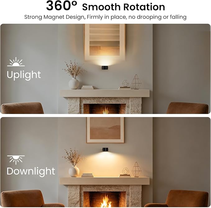 Koopala LED Reading Lights, Wall Mounted Sconces with 3 Color Temperatures & 3 Brightness Levels Rechargeable Battery Magnetic Ball 360°Rotation Touch Control, Lamps for Kids Study Bedside Closet - Image 7