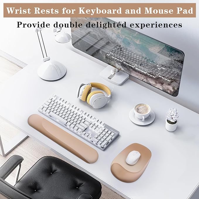 Wrist Rest for Keyboard and Mouse, Ergonomic Gel Computer Keyboard Wrist Rest with Memory Foam, Keyboard Wrist Support Pad for Long Hours of Work, Gaming, Studying-Relieve Wrist Pain - Image 5