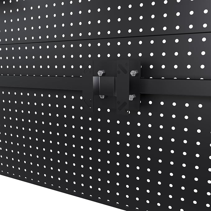 Clamp On Desk Pegboard with Single Monitor Stand, 43x35 Inch Steel Peg Board Organizer with Hooks Movable Panel for Gaming Office, Black - Image 4
