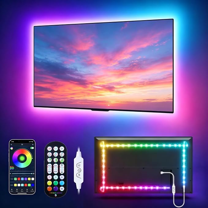 MATICOD LED Lights for TV Led Backlight, 13.1ft RGB Led Strip Lights for TV Lights Behind, USB Led Light Strip for 45-60in TV, Bluetooth APP Control Music Sync Strip Lighting for Christmas Decorations by MATICOD