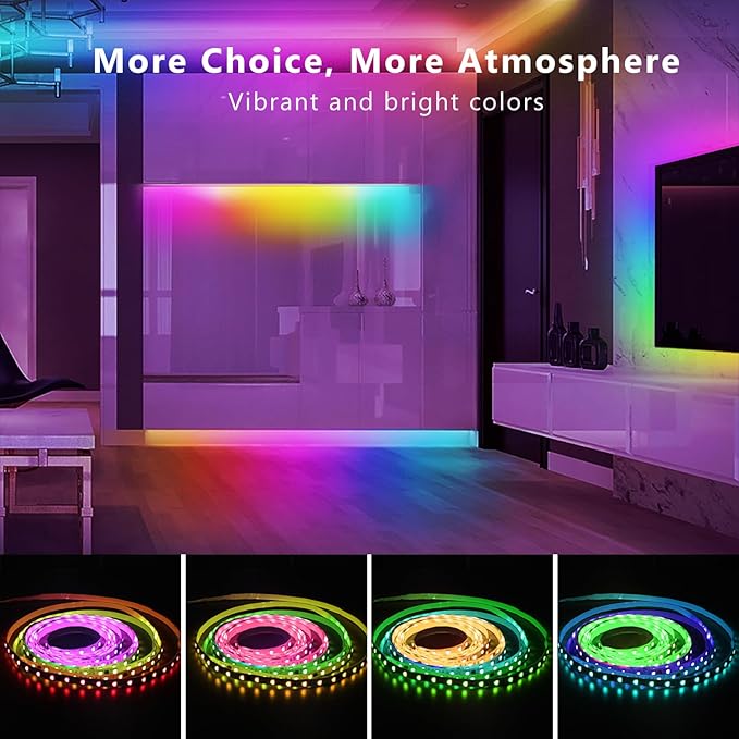 DAYBETTER Smart IC LED Strip Lights, BGRIC LED Lights for Bedroom 32.8 FT, DIY Multiple Colors on One Line, App Control Color Changing Strip Lighting Music Sync Home Decor(1 Roll) - Image 3