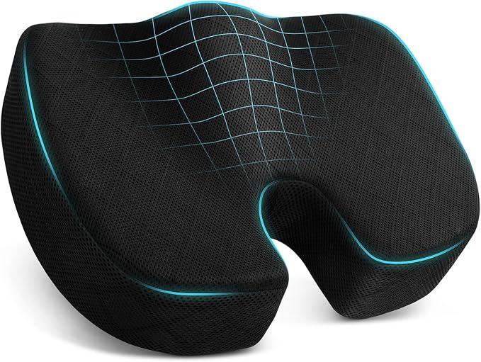 TushGuard Seat Cushion, Memory Foam Office Chair Cushion - Black, Large | for Car Seat, Airplane, Desk Chair - Sciatica & Hip & Coccyx Pain Relief Cushion for Long Sitting Office Workers, Car Drivers by TushGuardSeatCushonsPillows