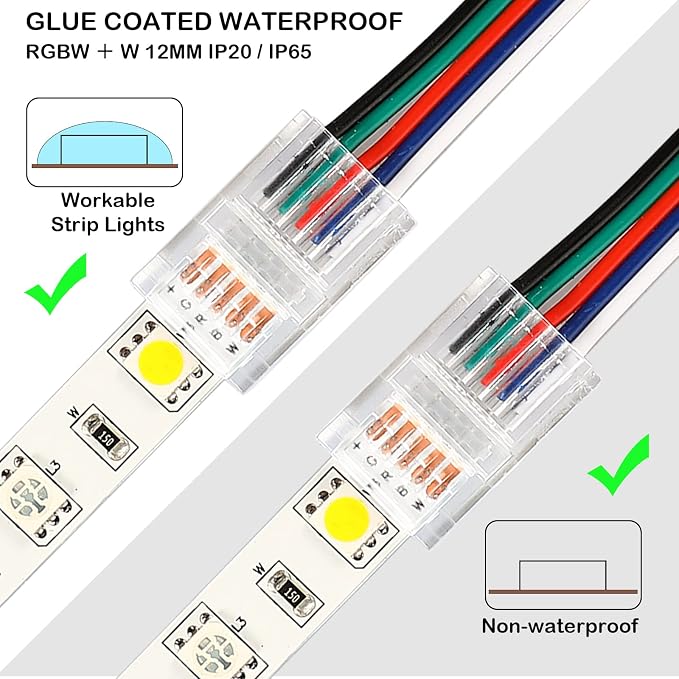 Flutesan 20 Pcs 4 Pin 12 mm LED Strip Connector RGB Lights - Image 4