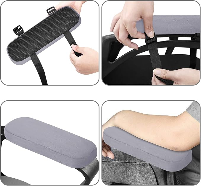 MOSISO Chair Armrest Pads, Home/Office Chair Arm Rest Covers, Gray | 2 Pack Memory Foam Comfy Computer Gaming Elbow Cushion, Removable Washable Elbow, Support Forearm Pressure Relief - Image 3