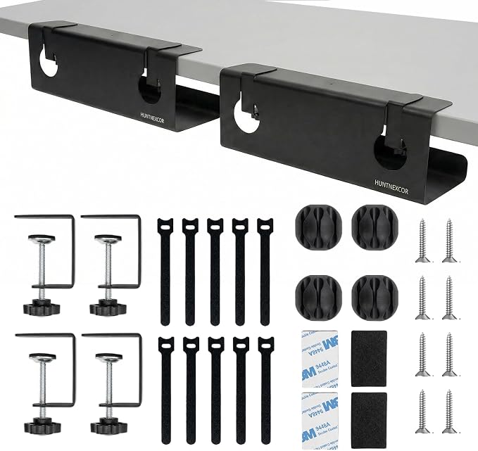 Under Desk Cable Management Tray No Drill, 17" Cable Organizer with Clamp - Image 8
