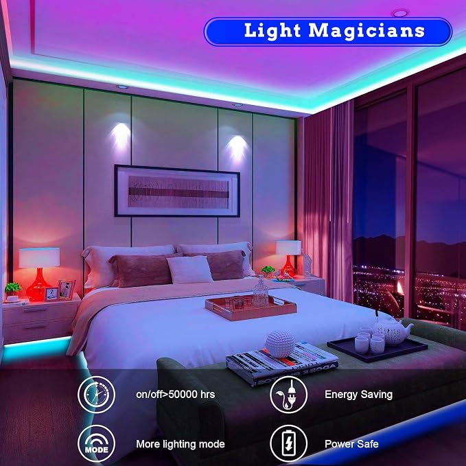 Tenmiro 65.6ft Led Strip Lights, Ultra Long RGB Color Changing LED Light Strips Kit with 44 Keys Ir Remote Led Lights for Bedroom, Kitchen, Home Decoration - Image 3