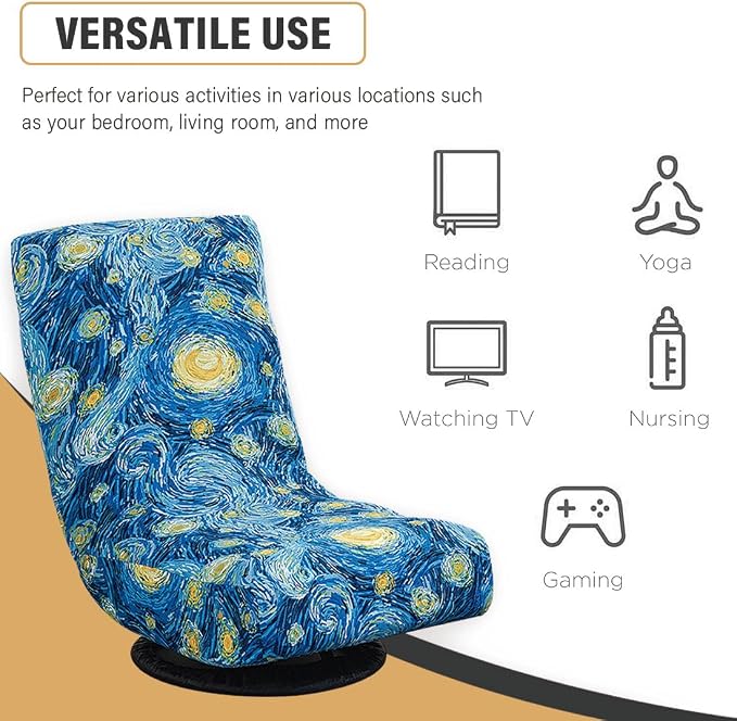 Swivel Reclining Folding Floor Gaming Chair Cover Printed Lazy Boy Chair Slipcover Lounge Folding Sofa Seat Covers for Teens and Adults, 05 - Image 4