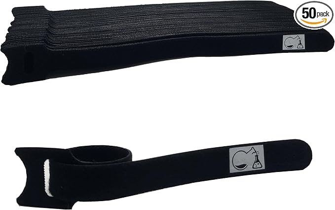 CableLock Cable Ties - 50 Pack - 8 Inch Reusable Cord Organizers - Clean Cable Management for Gaming and Home Office (Black) by StabLabs
