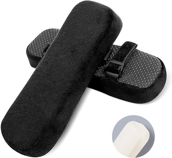 ZNCMRR 2 Pack Office Chair Armrest Pads Covers with Memory Foam(Black) | Adjustable Elbow Pillow for Forearm Pressure Relief, Arm Rest Covers for Office Chairs, Wheelchair, Comfy Gaming Chair by ZNCMRR