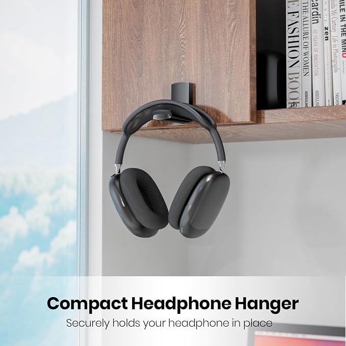 Sticky Headphone Stand Controller Holder - EURPMASK Upgraded Adhesive Gaming Headset Hook, Headphone Holder for Desk with Soft Rubber Pads, Universal PC Gaming Accessory Controller Headset Stand,Black - Image 2