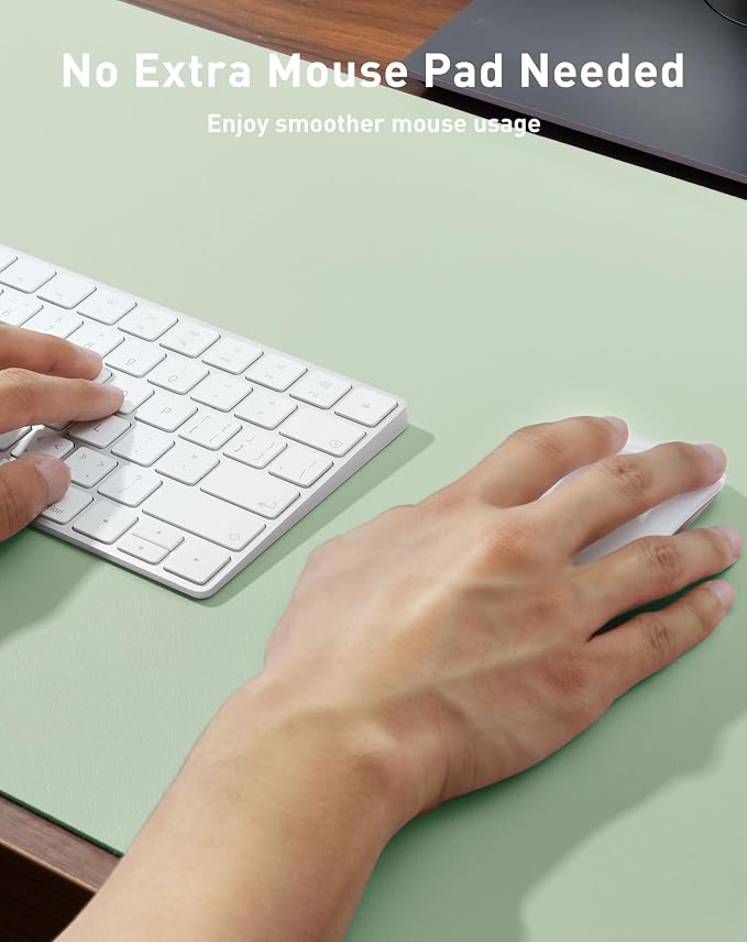 Aothia Faux Leather Desk Mat - Large Mouse Pad, Non-Slip PU Leather Blotter, Waterproof Writing Surface for Office and Home (Aqua, 42" x 17") - Image 4