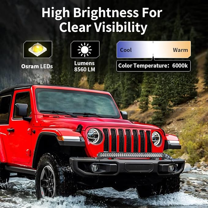 LASFIT 32 inch LED Light Bar Slim Single Row LED Bar Spot Flood Combo 6000K - Image 2