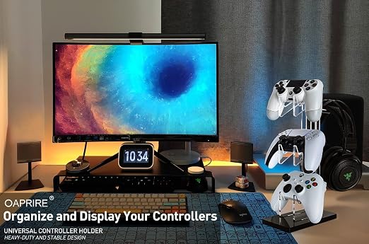 OAPRIRE Acrylic Game Controller Stand for Desk, 3 Tier, Stabilized Base | Controller and Headset Stand, Gamer Gift for PS5 PS4 Xbox Controllers, Desk Accessories, Quick Desk Tidy In Seconds, Black - Image 8