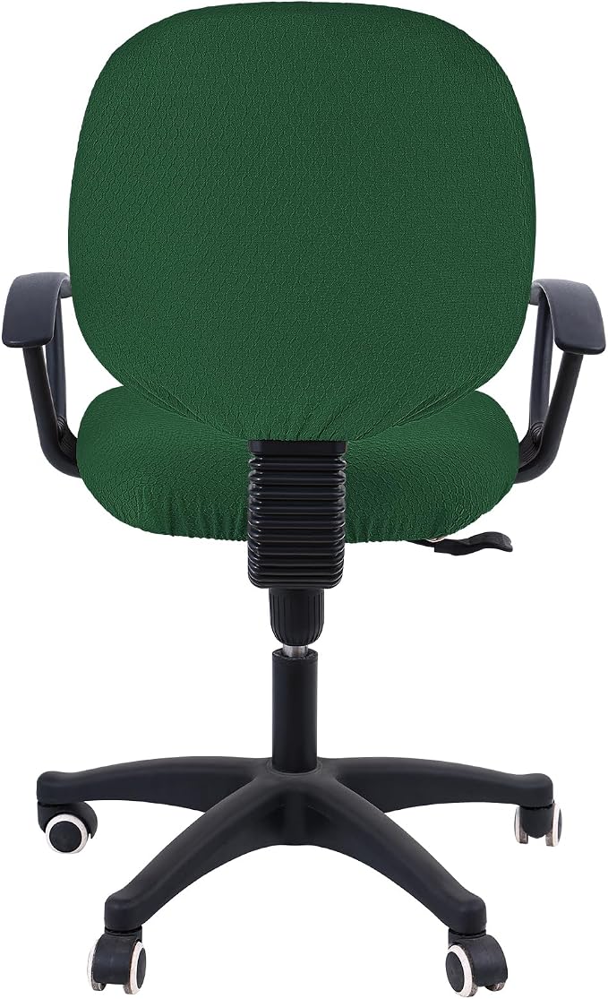 Smiry Office Computer Chair Covers for Desk Rotating Chair Protector | Stretch Jacquard Removable Washable Universal Slipcovers, Seat + Backrest Cover, Emerald Green - Image 3