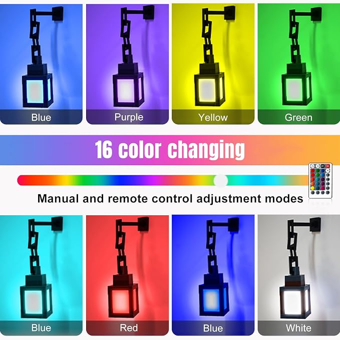 LOUHH Pixelated Lantern Night Light, 16 Color LED Wall Night Light with Remote Control - Rechargeable Retro Pixel Style Table Lamp for Game Room Kids Room Decor and Children's Gifts - Image 2