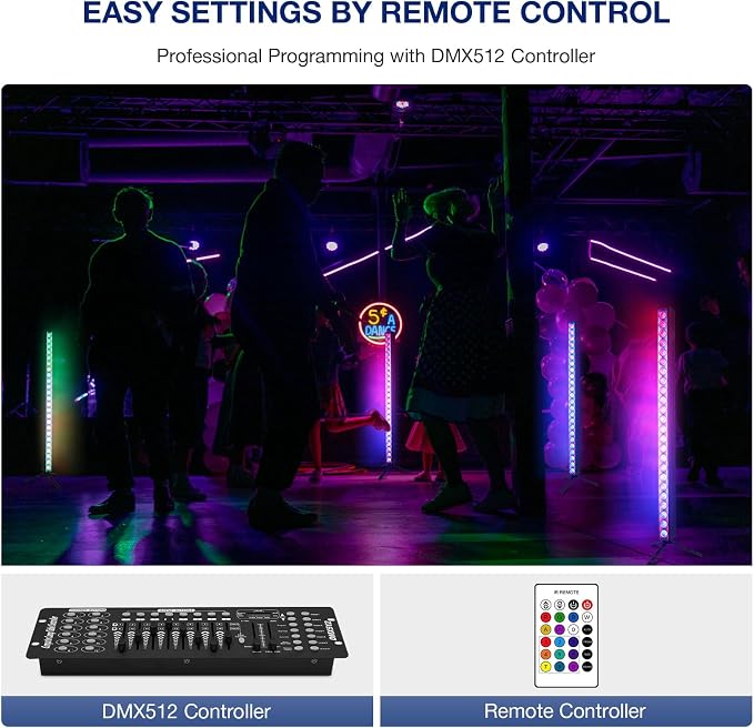 120W RGBW LED Stage Wash Light Bar by APP, Remote & DMX Control - Image 5