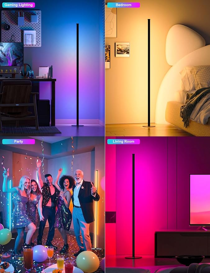 Corner Floor Lamp, Upgraded Corner Lamp APP and Remote Control, 16 Million Colors and Warm White, Music Sync, Timing Function, Color Changing Ambient Light for Living Room Bedroom Gaming - Image 8
