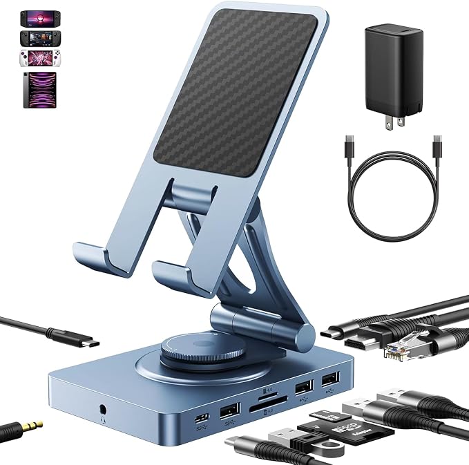 NEWQ Versatile USB C Docking Station for iPad (USB-C), 11-in-1 with SD TF 4.0 Reader, 4K@60Hz HDMI, RJ45, Audio, Type-A, Type-C, Also for Tablet, Steam Deck, ROG Ally, Legion Go, with 65W Adapter by NewQ