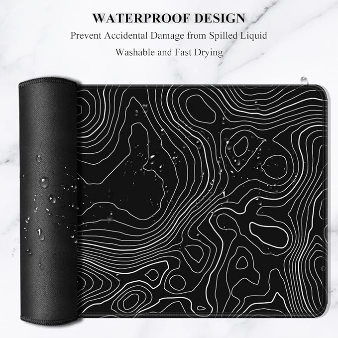 Auhoahsil Large Mouse Pad, XXL Desk Pad, Extened Mousepad 31.5" x 11.8", Non-Slip Rubber Base, Stitched Edges, Superior Surface, Gaming Keyboard Mat, Waterproof Desk Pad, Black Contour - Image 6