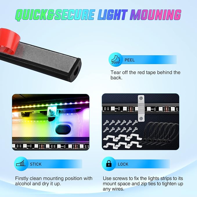 Nilight Truck Bed Light Strip RGB-IC LED Bar 2PCS 60 inch Cargo Lighting - Image 4