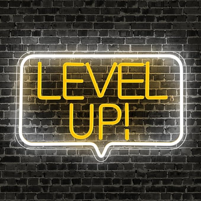 Level Up Neon Sign,Gaming Neon Light for Teens Room Decor, Arcade Games Victory Light Up Signs for Gamer Room Decor,for Teens, Boys, Gamer Gifts(16.73x10.62 inches) by Unknown