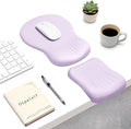 Ospelelf Mouse Pad with Wrist Rest Set Foam L-Shaped Desk Elbow Pad Ergonomic Desk Edge Cushion Anti-Slip Rubber Bottom Office Women Desk Accessories for Computer, Laptop and Gaming, Purple by OspelelfOfficeSupplies