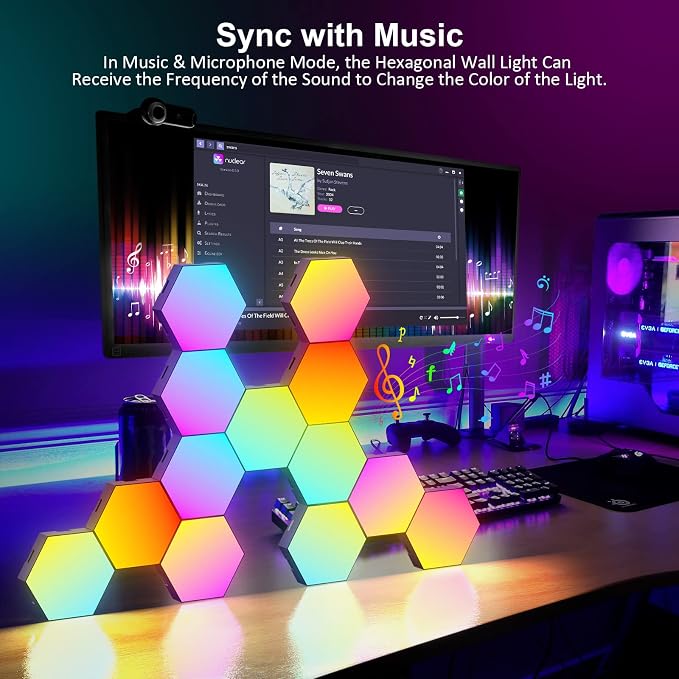 OJQ 12 Pack Hexagon Lights Wall RGB Panel - Led Lights Gifts for Men/Women - Image 4
