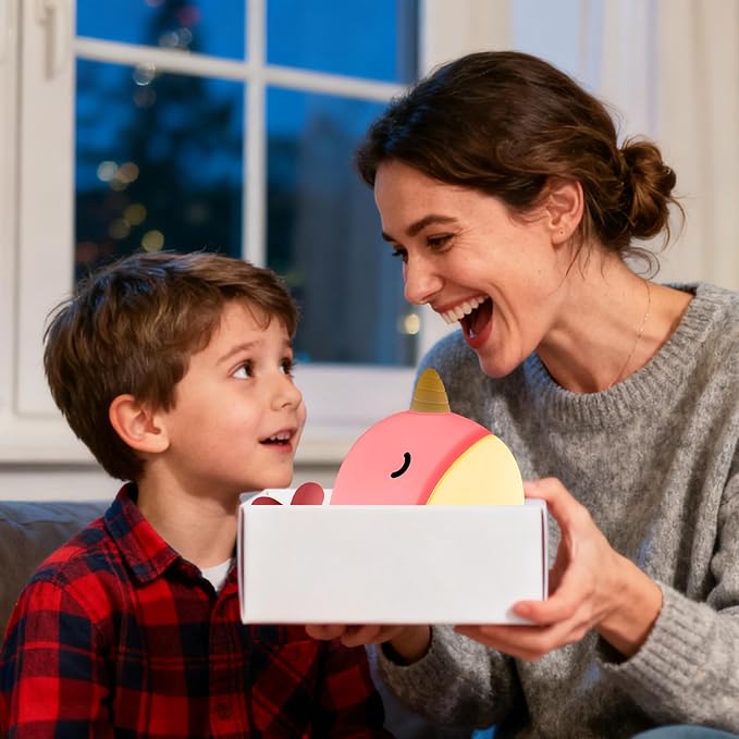 Cute Narwhal Night Light, Tap Control with 3 Warm White Brightness, USB Kids Bed Lamp with 30-Minute Timer, Soft Silicone Glow for Nursery, Birthday Gift (Pink Narwhal) - Image 8