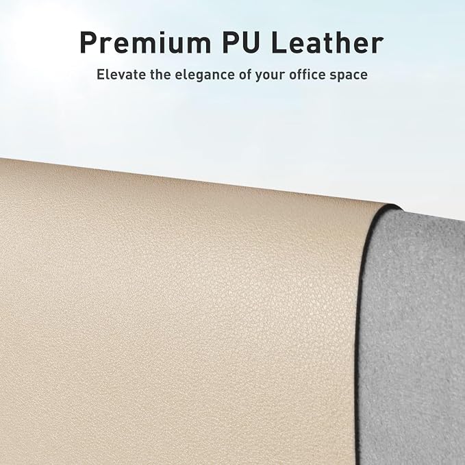 Aothia Leather Desk Pad Protector, Office Mat, Large Mouse Pad, Non-Slip PU Leather Blotter, Laptop Desk Pad, Waterproof Writing Pad for Office and Home (Beige, 31.5" x 15.7") - Image 2