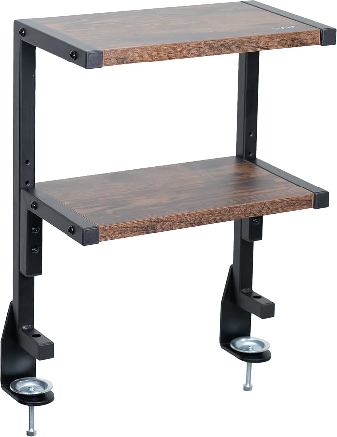 VIVO Vintage Brown Clamp-on 13 inch 2-Tier Desk Shelf, STAND-SHELF2C-N by Unknown