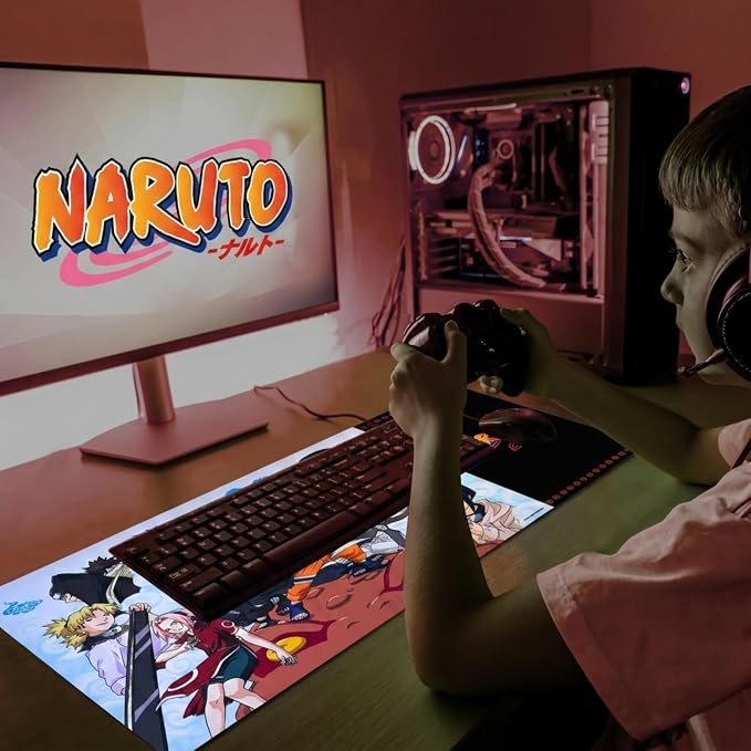 Naruto Large Gaming Mouse Pad 31"x15" XL Computer Desk Mat, Anime Keyboard | Oversized 31x15in Naruto anime gaming mouse pad, smooth fabric top, stitched edges, non-slip rubber base. - Image 7
