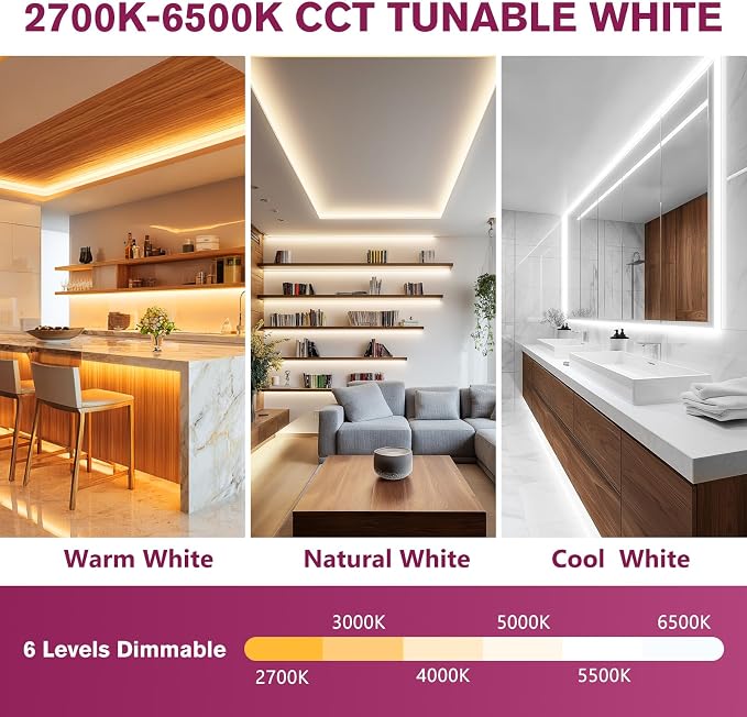 EMITEVER COB Strip Light Kit Tunable White 2700K-6500K,16.4ft 3040LEDs - Image 3